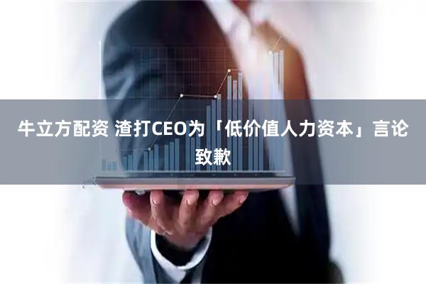 牛立方配资 渣打CEO为「低价值人力资本」言论致歉